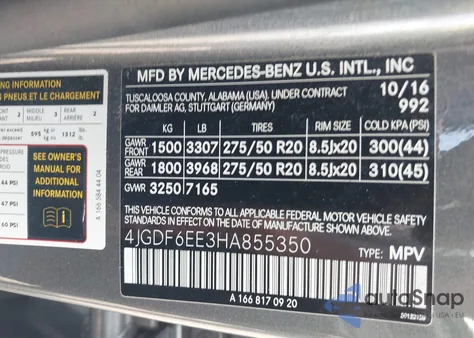 2017 Mercedes-Benz Gls 450 4Matic from USA, damaged, VIN 4JGDF6EE3HA855350